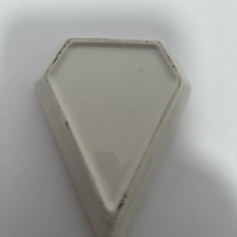 White & Silver Diamond Shaped Trinket Jewelry Dish